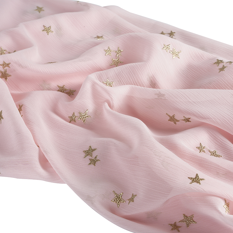 Chiffon Crepe stella Embroidery Fabric