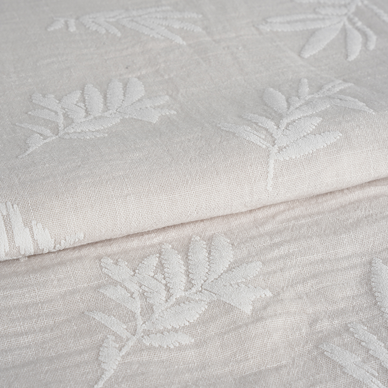 Polyester Yarn Imitans Cannabis Folium Spuma Print Fabric