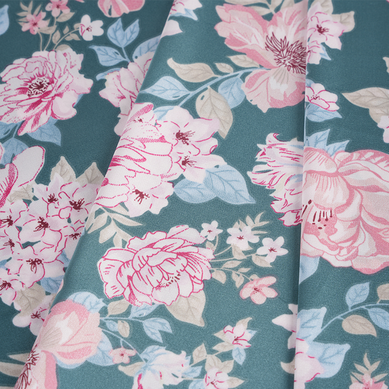 50d Extende Satin Peony Flos Print Fabric