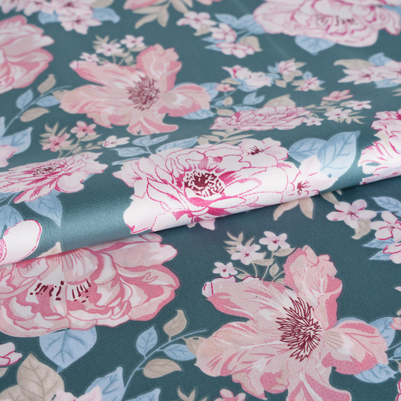 50d Extende Satin Peony Flos Print Fabric